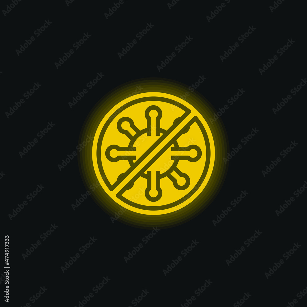 Antivirus yellow glowing neon icon Antivirus yellow glowing neon icon