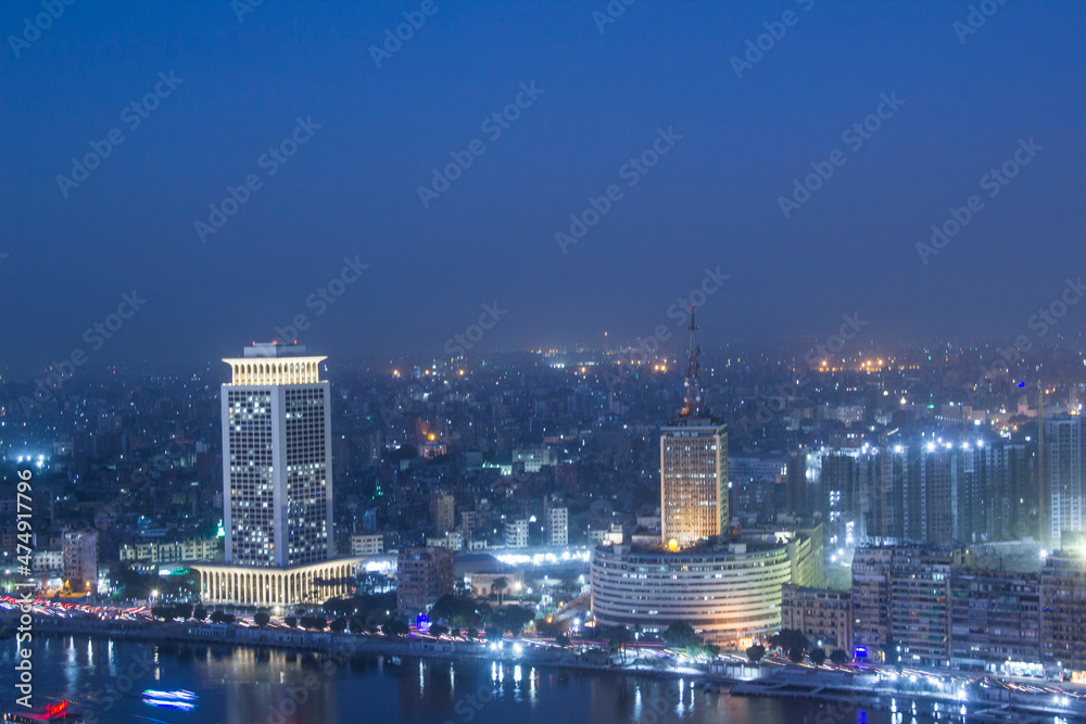 Beautiful view of the center of Cairo from the Cairo Tower in Cairo, Egypt
