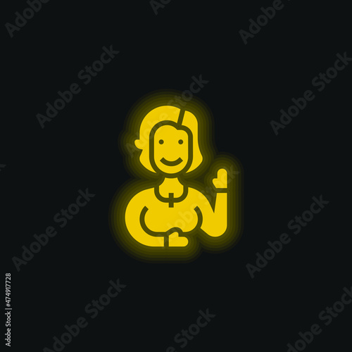 Aunt yellow glowing neon icon