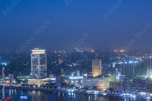Beautiful view of the center of Cairo from the Cairo Tower in Cairo  Egypt