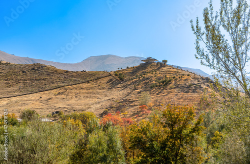 Uzbekistan, beautiful autumn landscape around the village of Tersak.