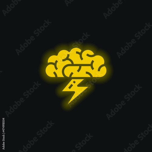 Brainstorm yellow glowing neon icon