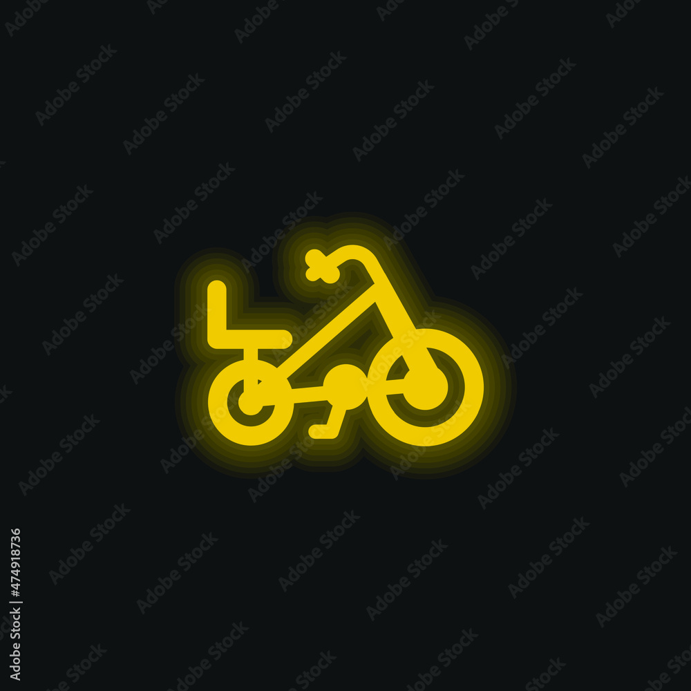 Bicycle yellow glowing neon icon Bicycle yellow glowing neon icon