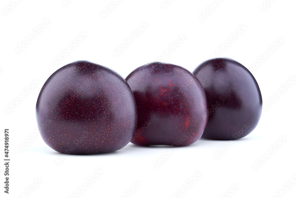 Plum Red Fruit on isolated white background with shadow