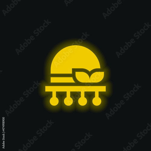 Bonnet yellow glowing neon icon