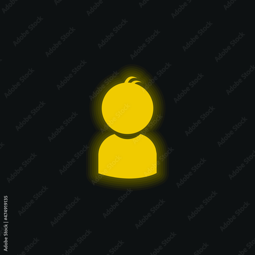 Boy yellow glowing neon icon Boy yellow glowing neon icon