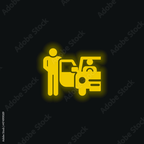 Bellboy yellow glowing neon icon