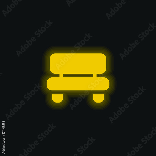 Bench yellow glowing neon icon