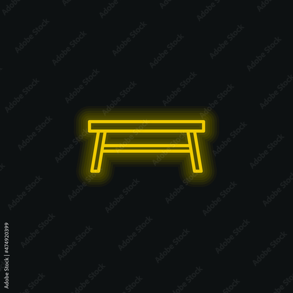Bench yellow glowing neon icon Bench yellow glowing neon icon