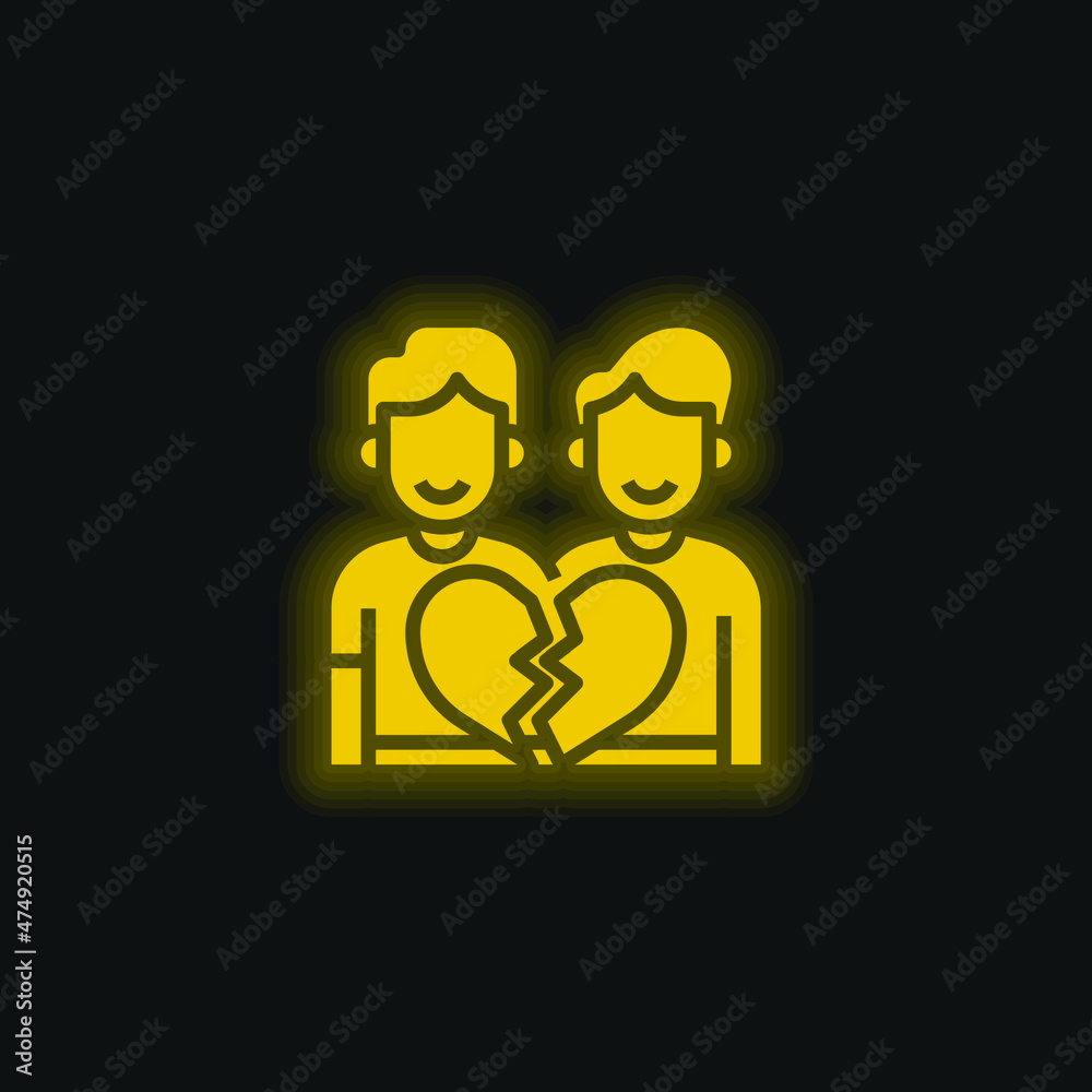 Anti Gay yellow glowing neon icon