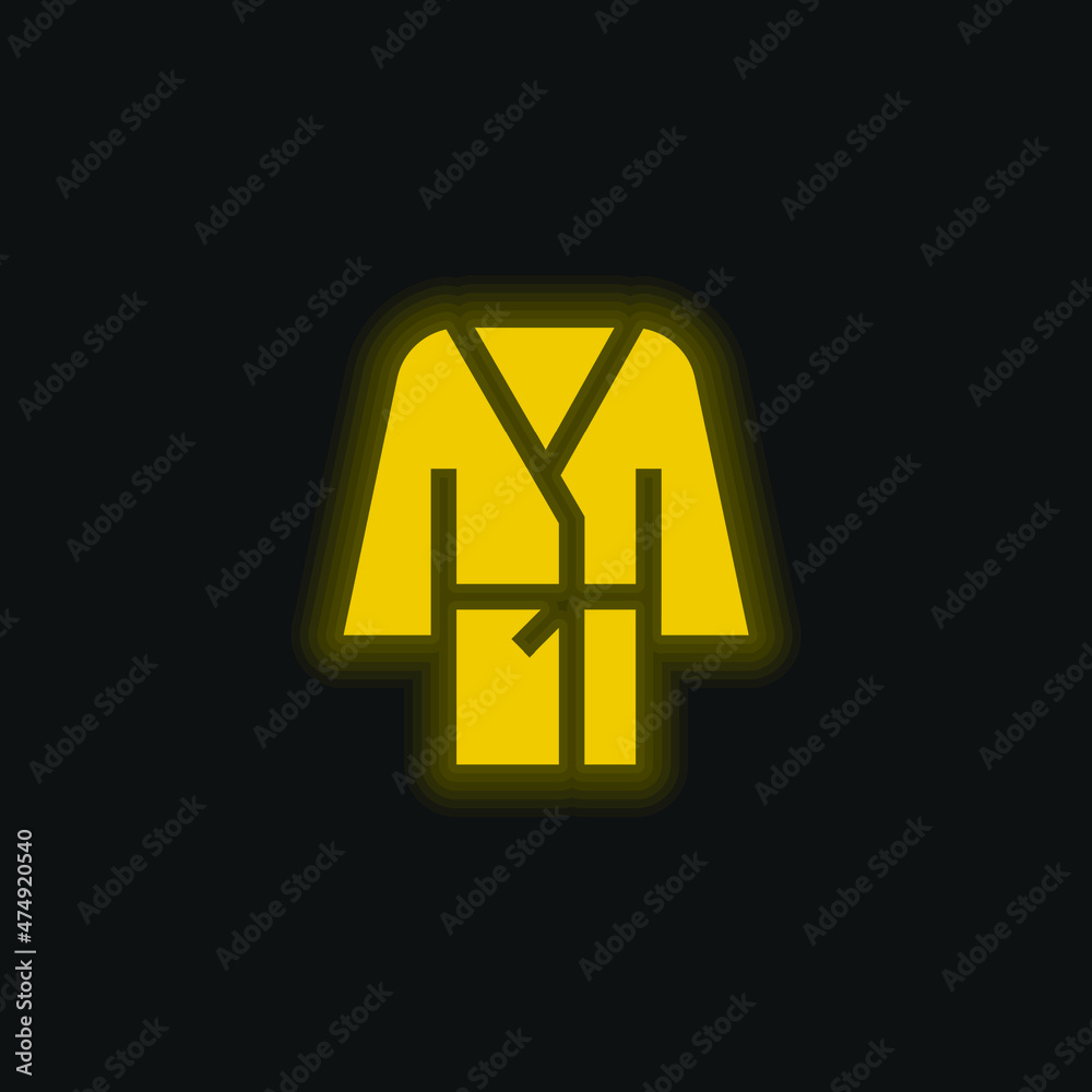 Bathrobe yellow glowing neon icon Bathrobe yellow glowing neon icon