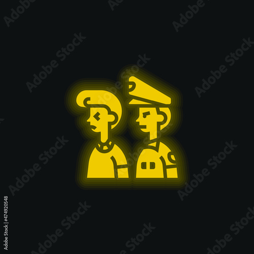 Arrested yellow glowing neon icon