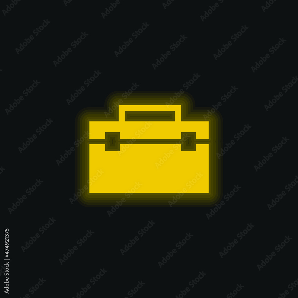 Black Portfolio yellow glowing neon icon Black Portfolio yellow glowing neon icon