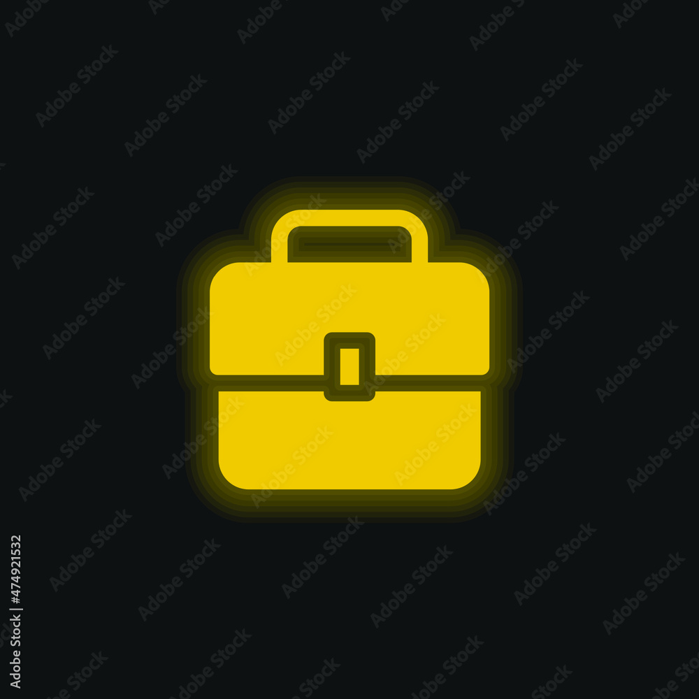 Briefcase yellow glowing neon icon