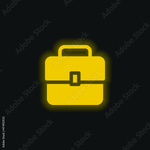 Briefcase yellow glowing neon icon
