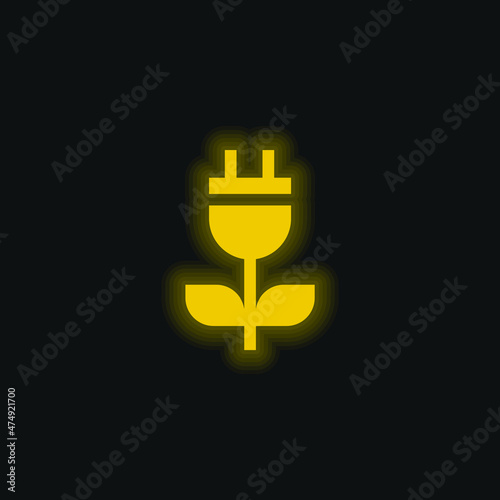 Bioenergy yellow glowing neon icon