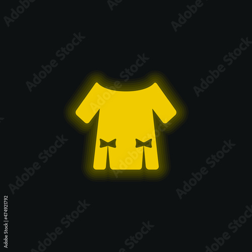 Blouse With Two Ribbons yellow glowing neon icon