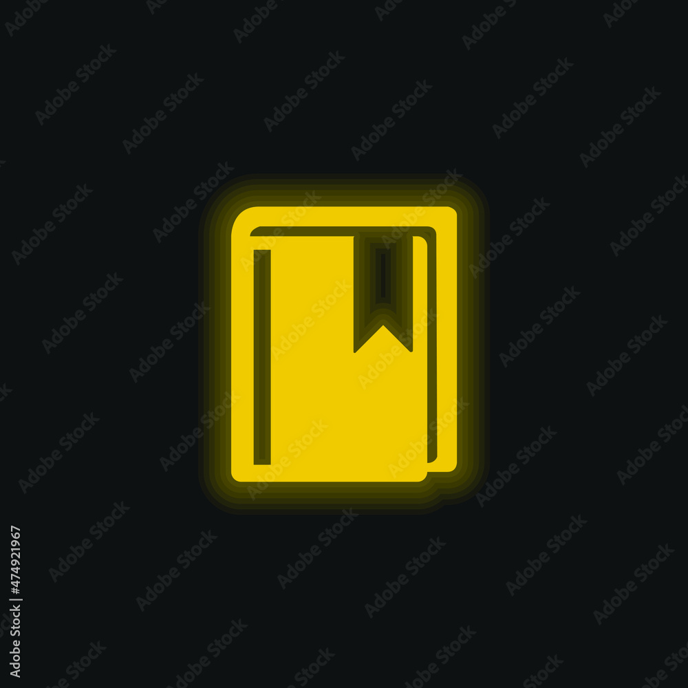 Book With Bookmark yellow glowing neon icon Book With Bookmark yellow glowing neon icon