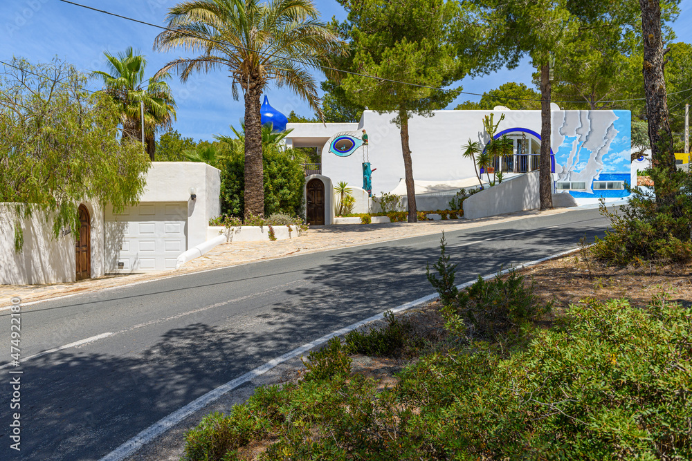 road passing a house on Ibiza island Spain