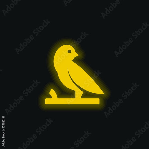 Bird On A Branch yellow glowing neon icon