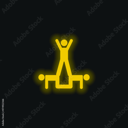 Acrobatics Acrobats Group Silhouette yellow glowing neon icon
