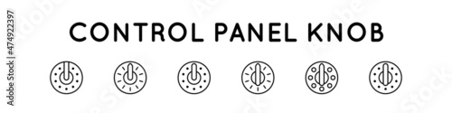 Set of vector icons depicting control panel switches. Selection of modes, changes in power, strength, values. Made in simple style, isolated on white background. Original size 64x64 pixels.