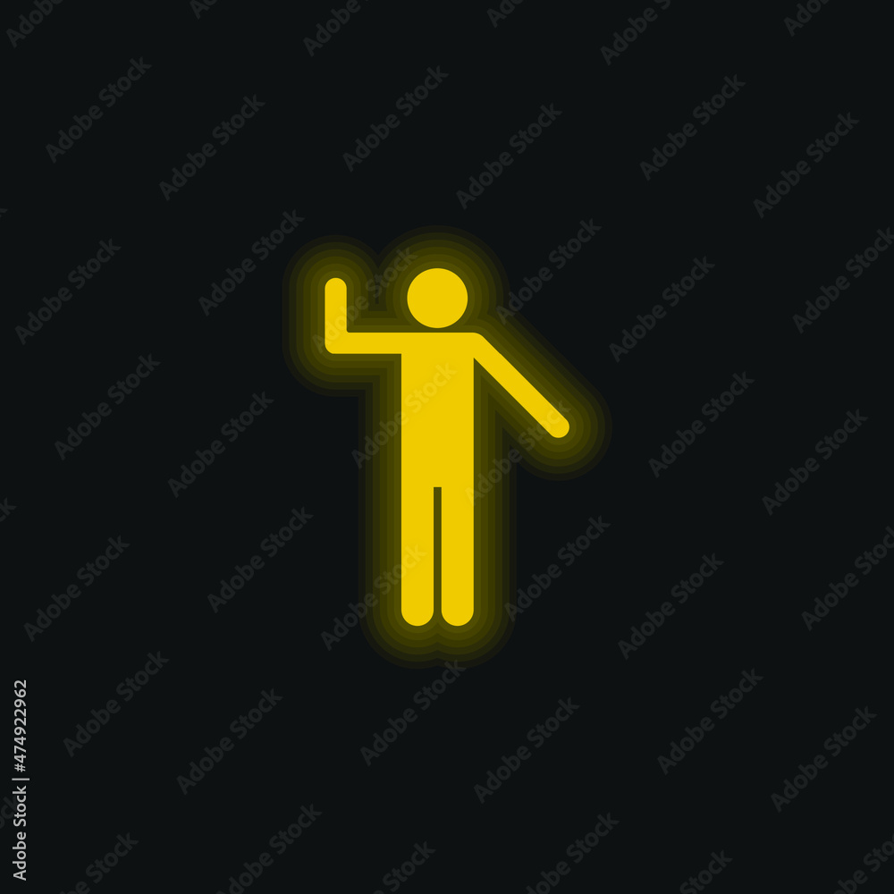 Basic Silhouette yellow glowing neon icon Basic Silhouette yellow glowing neon icon