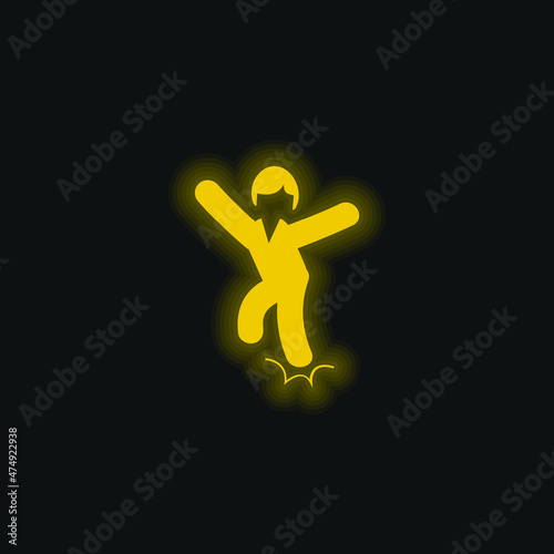 Ankle Sprain yellow glowing neon icon