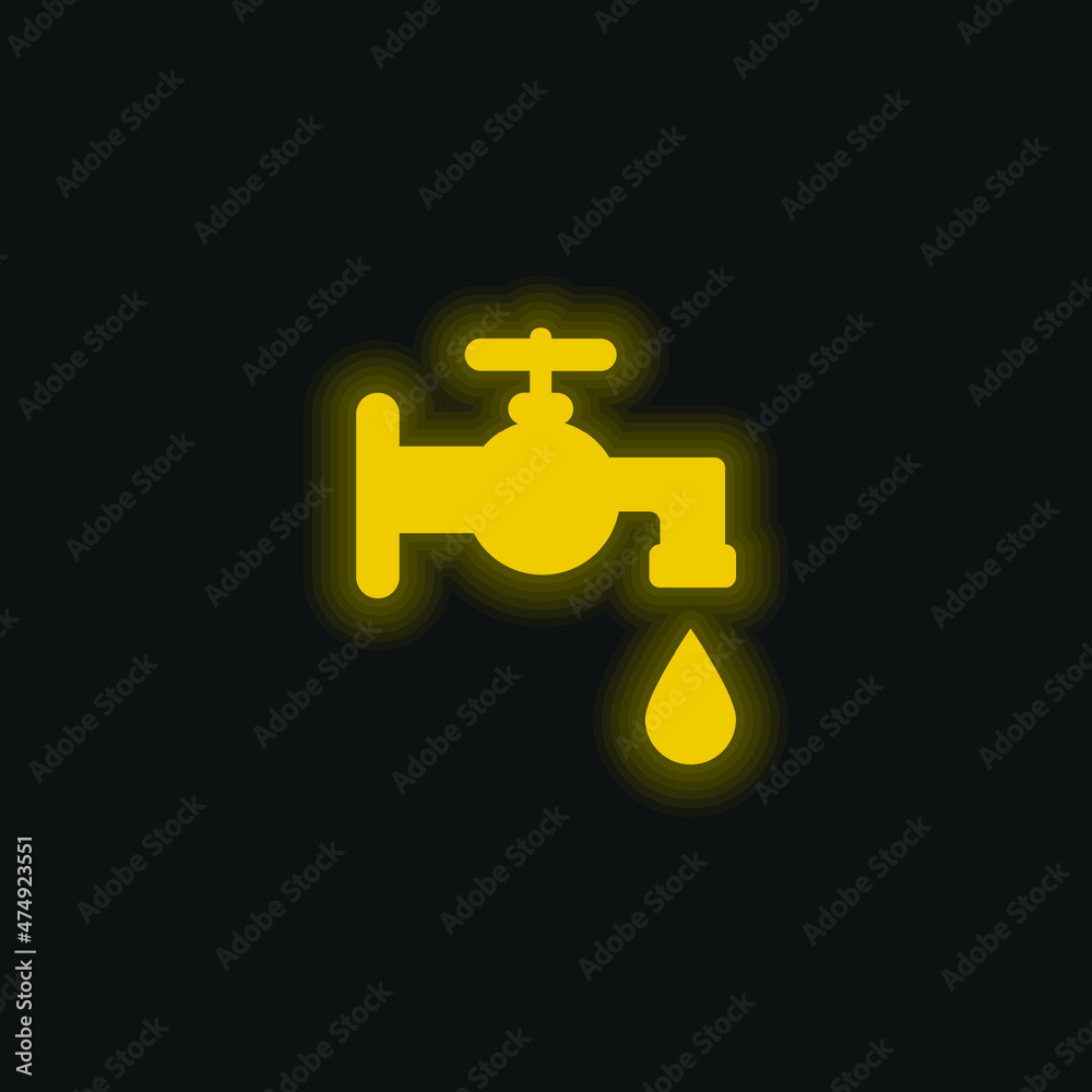 Bathroom Faucet Tool yellow glowing neon icon Bathroom Faucet Tool yellow glowing neon icon