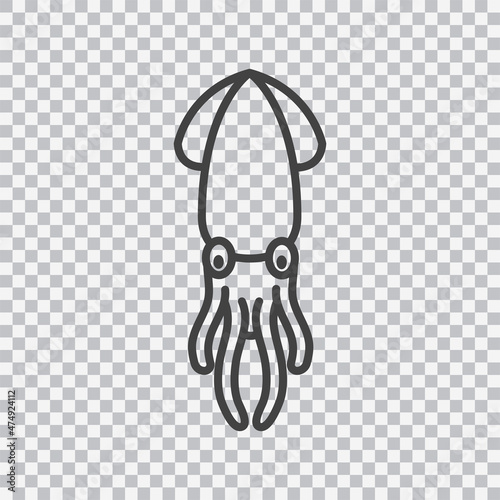 Cuttlefish outline icon. Vector isolated on transparent background.
