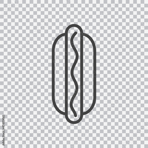 Hot dog outline icon. Vector isolated on transparent background.