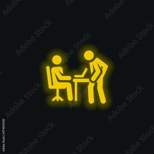 Anger yellow glowing neon icon