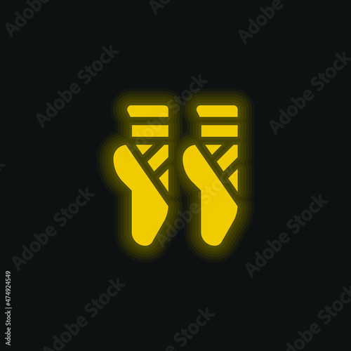 Ballet yellow glowing neon icon