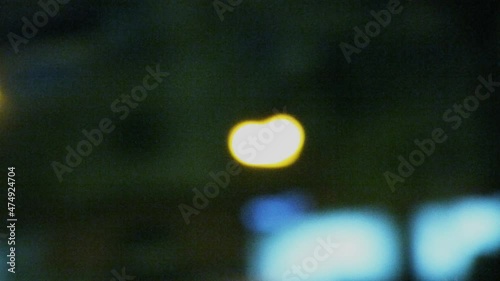 Night motion hyperlapse. Street lights movement.