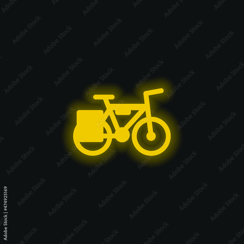 Bicycle yellow glowing neon icon Bicycle yellow glowing neon icon