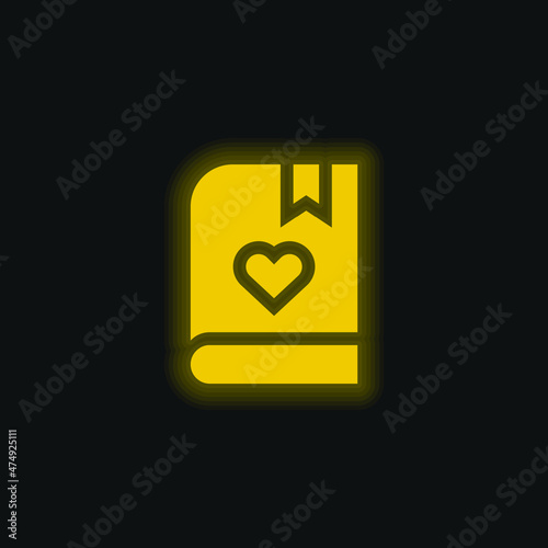 Book yellow glowing neon icon