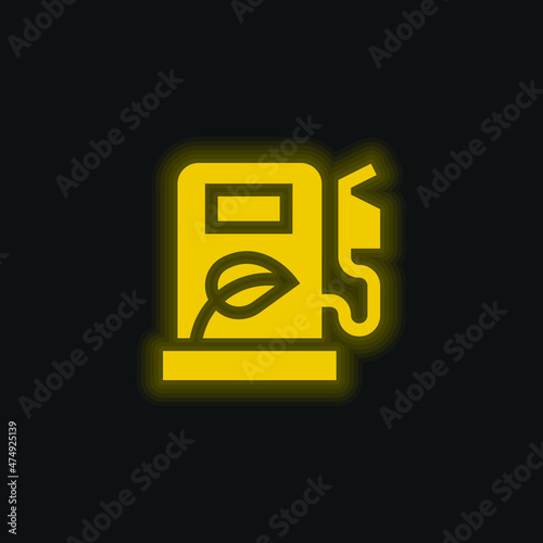 Biofuel yellow glowing neon icon