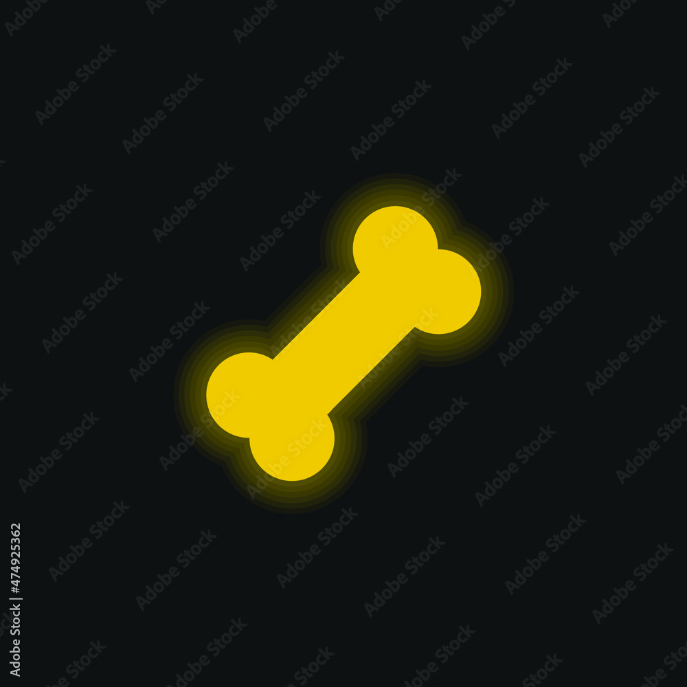 Bone yellow glowing neon icon Bone yellow glowing neon icon