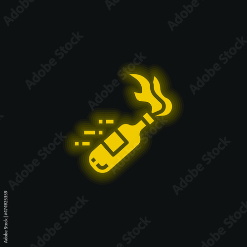 Bottle yellow glowing neon icon