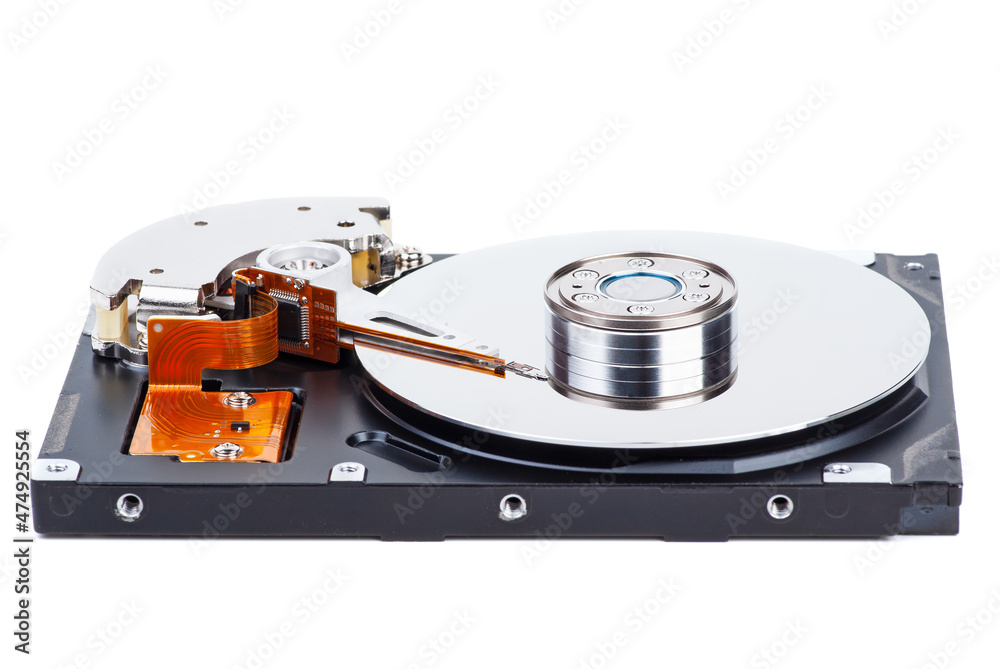 Hard disk drive with cover removed Hard disk drive with cover removed