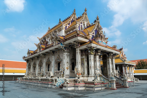 Wat Pariwas is a Thai buddhism temple, new famous temple in Bangkok, Thailand photo