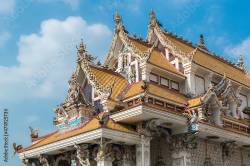 Wat Pariwas is a Thai buddhism temple, new famous temple in Bangkok, Thailand © maodoltee