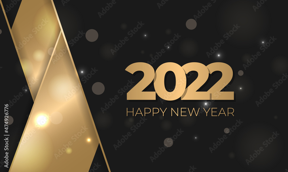 2022 happy new year black and gold luxury elegant abstract background ...