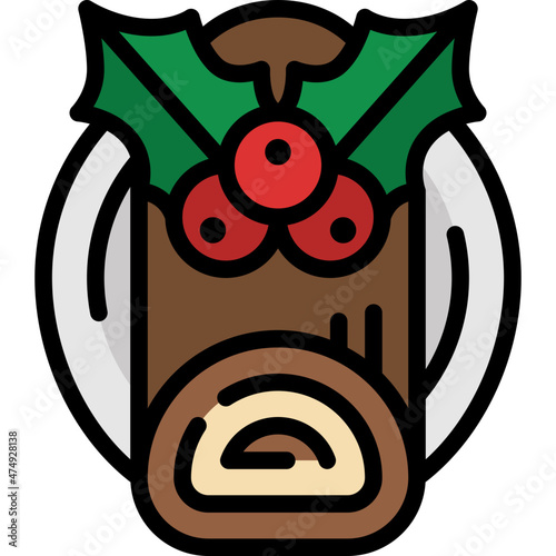 yule log cake icon