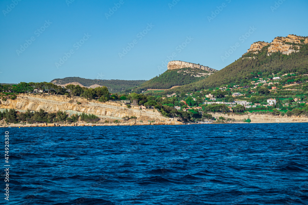view of the coast of Cassis. coastline with house