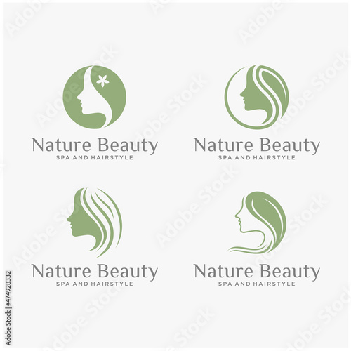 nature beauty woman spa and salon logo design collections