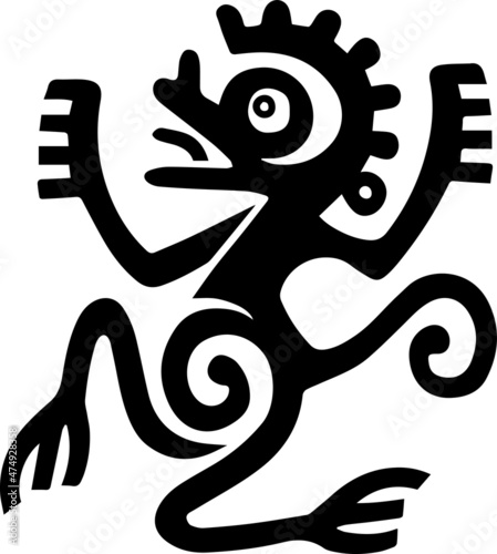 Monkey simple vector tribal tattoo illustration,  icon, logo, emblem, sign, symbol, silhouette