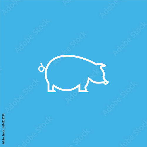 pig logo vector template line art