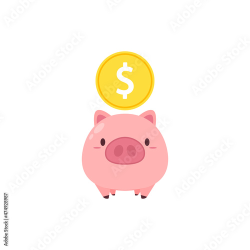 Cute pig cartoon. Pig doodle logo design.