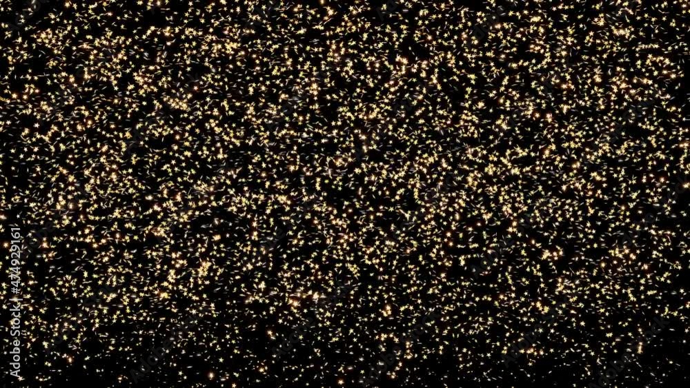 Loopable Slow Rain of lots of Tiny and Shiny Golden Stars on Black Loopable Slow Rain of lots of Tiny and Shiny Golden Stars on Black